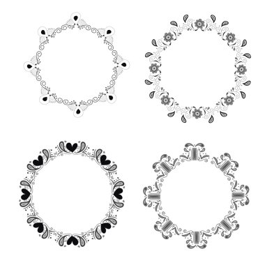 gri vintage daire çerçeve vektör set