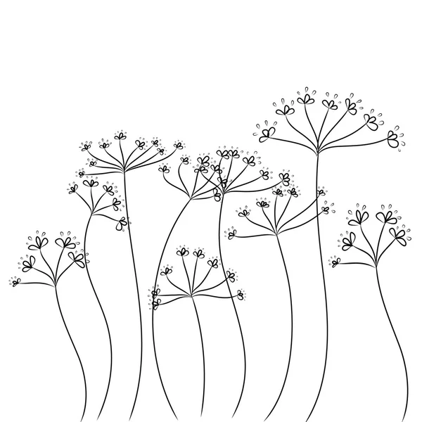 Vetor de flores de doodle preto —  Vetores de Stock