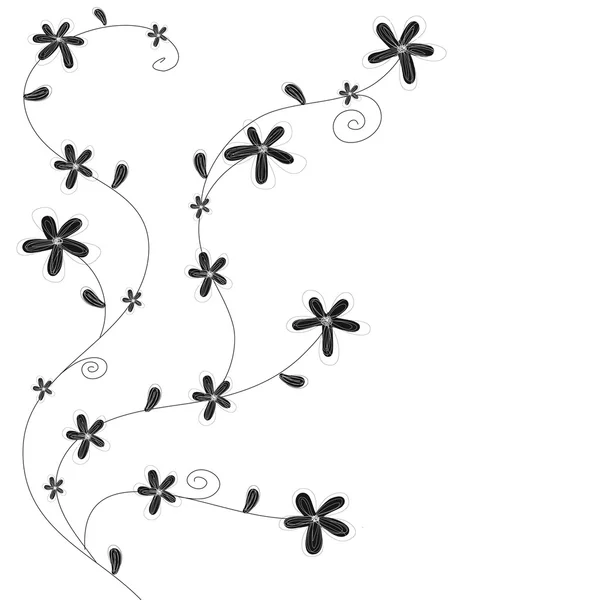 Black and white flowers hand drawn vector — Stock Vector