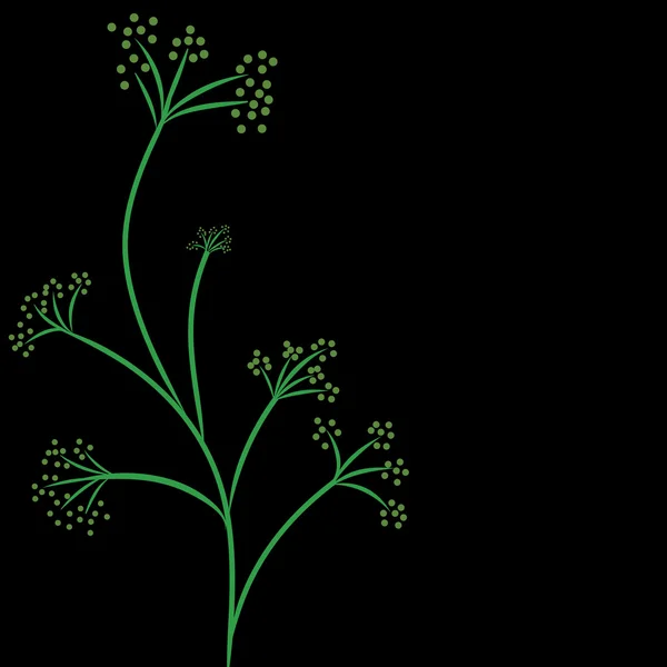 Siyah arka plan vektör yeşil çiçek mahsul — Stok Vektör