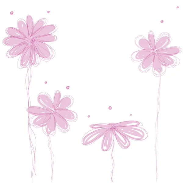 Zoete roze bloemen doodle achtergrond geïsoleerde vector — Stockvector