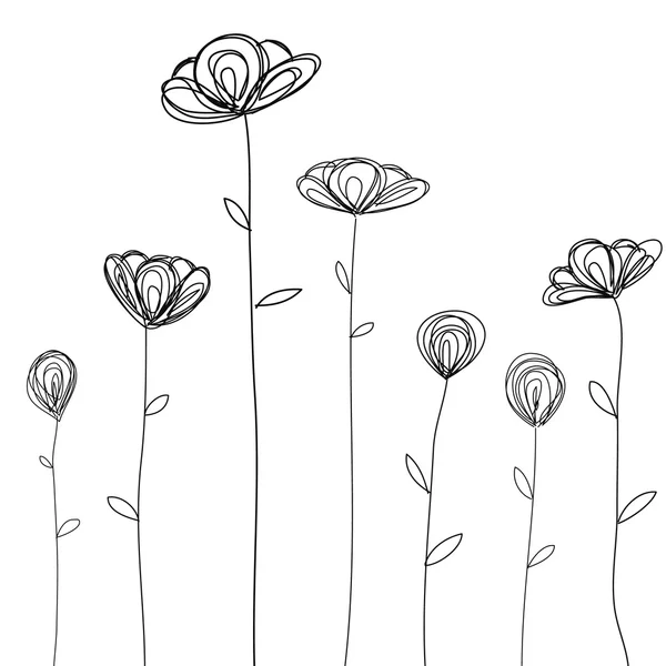 çiçekler doodle kroki izole vektör