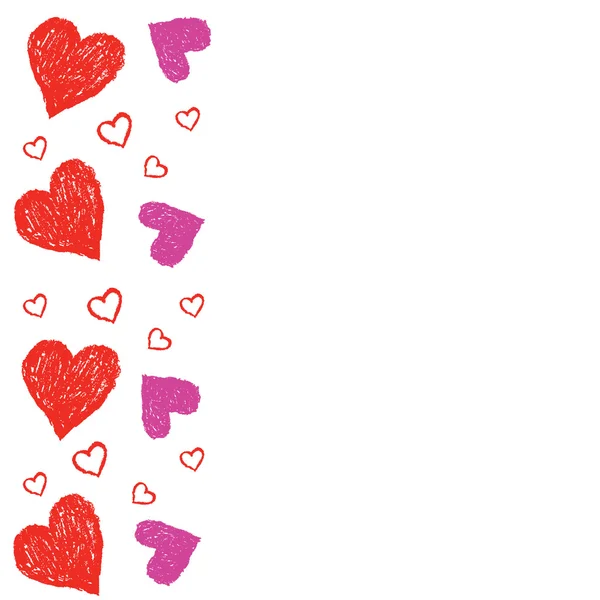 Rot und rosa Herzen Grunge isolieren Vektor für Karte Valentinstag Da — Stockvektor