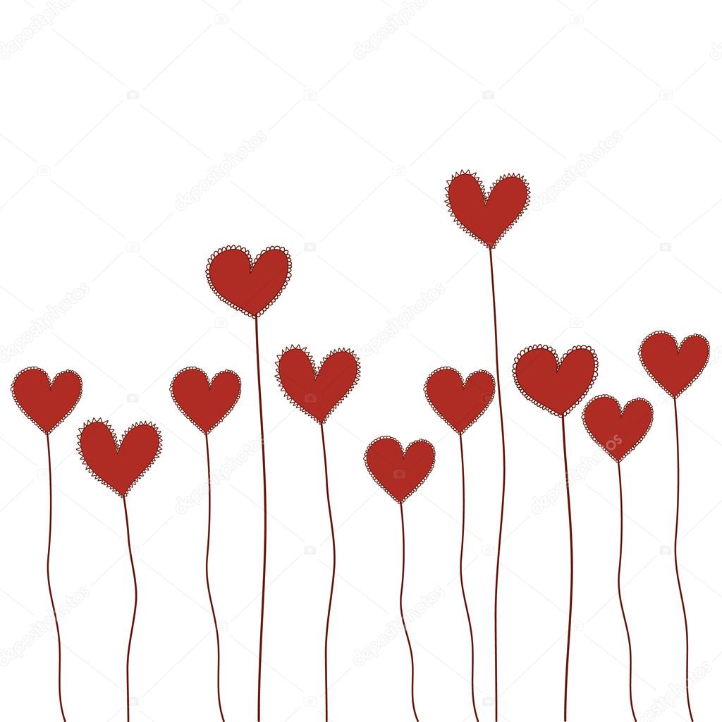 Rotes Herz Blumen doodle Hand gezeichneten isoliert Vektor für Valentin