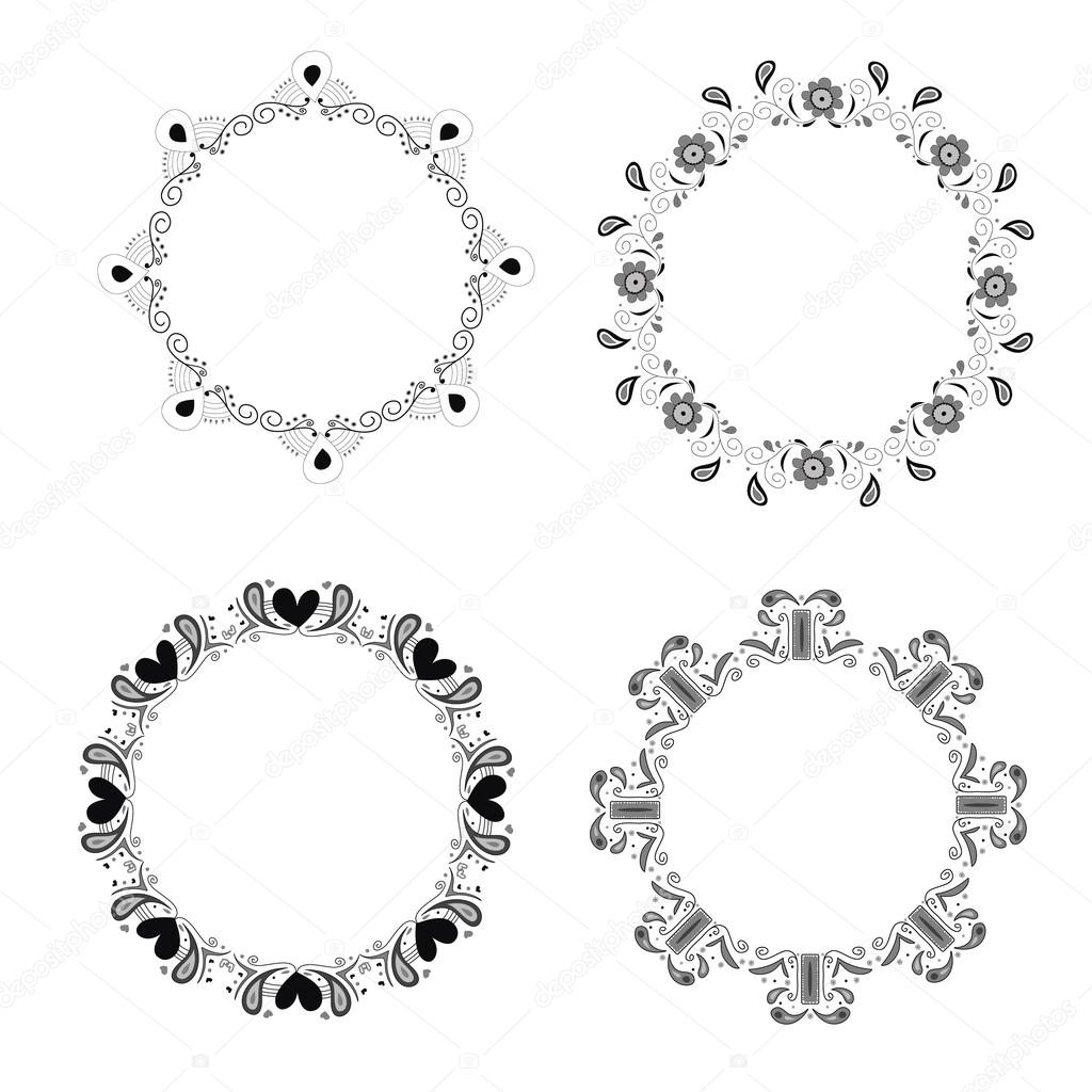Download Gray vintage circle frame vector set — Stock Vector © chanisorn99 #69058549