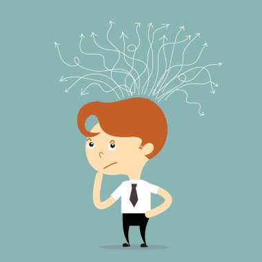 Beyaz ok vektör ile çözüm için düşünme işadamı