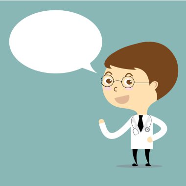 Doktor ile konuşma kabarcık karikatür vektör