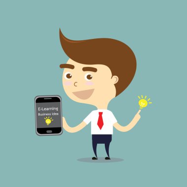 iş fikri vec öğrenme ile cep telefonu tutan işadamı