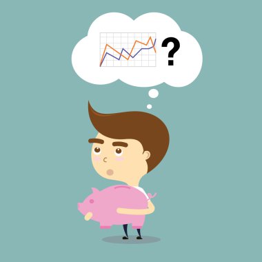 businessman thinking to invest with stock charts vector