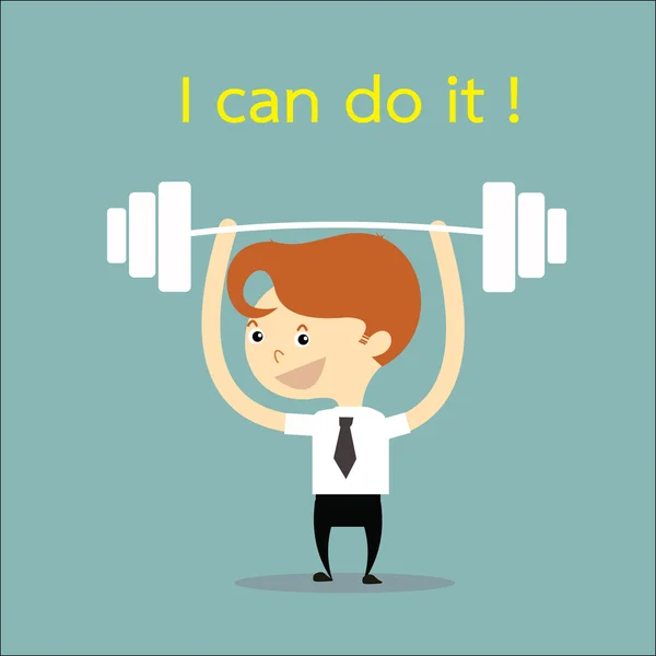 Businessman weight lifting with word I can do it vector — Stock Vector