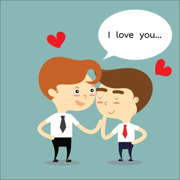 Businessman whisper word I love you to tell his friend in Valent — Stock Vector