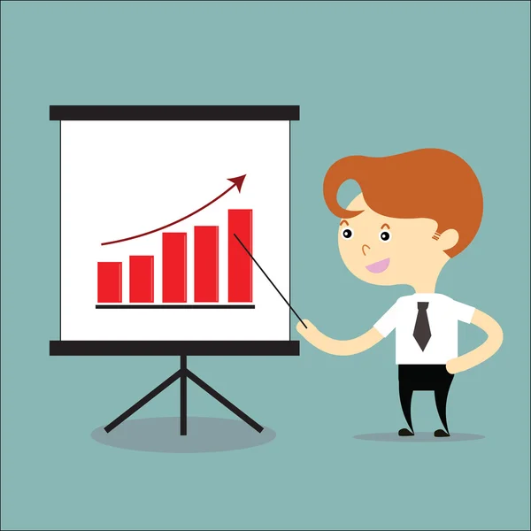 Businessman present growing graph of business — Stock vektor