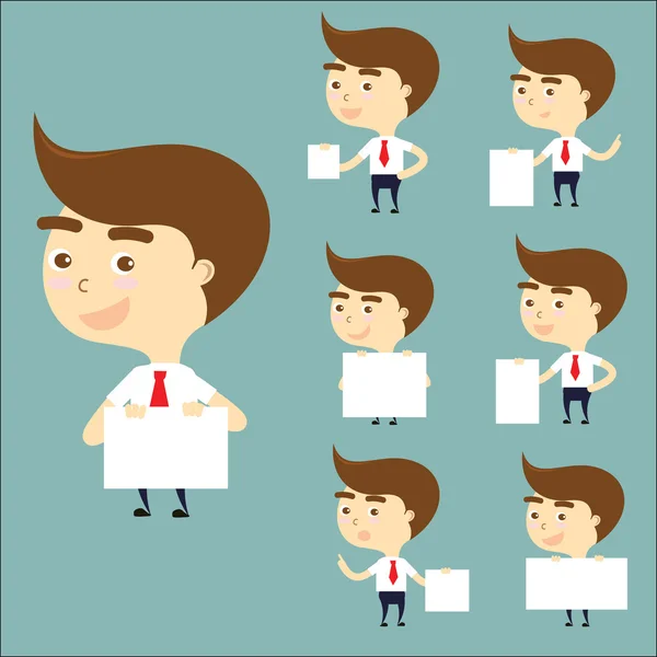 Set of businessman holding white paper vector — Wektor stockowy