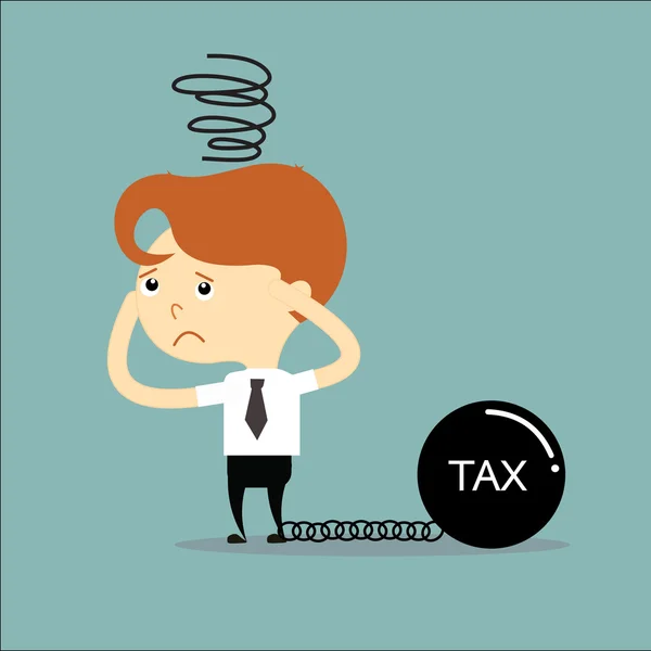 Businessman has a problem with tax black chain and weight vector — Stock vektor