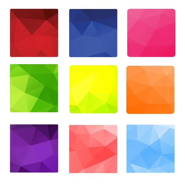 Quadratisch Low Poly Multicolor Icon Set Vektor — Stockvektor