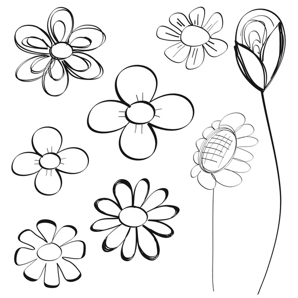 çiçekler doodle set vektör