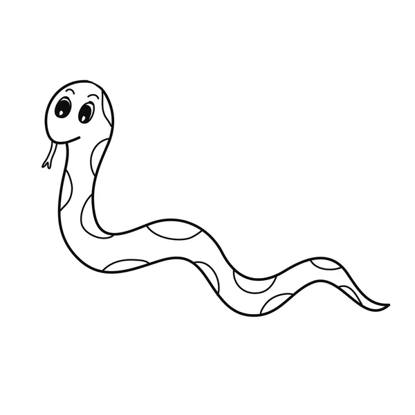 Serpent dessin animé noir et blanc pour remplir vecteur de couleur — Image vectorielle