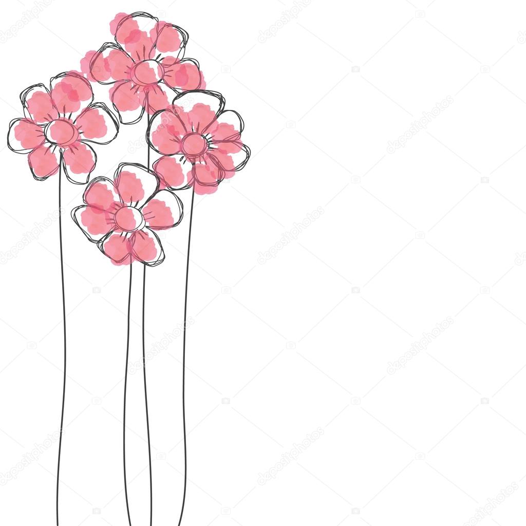 Rosa Blume Aquarell Hand mit Platz für Ihren Text Vecto gezeichnet