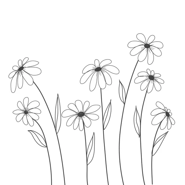 Flores de margarita vector dibujado a mano para el fondo, decorar, cubrir — Archivo Imágenes Vectoriales