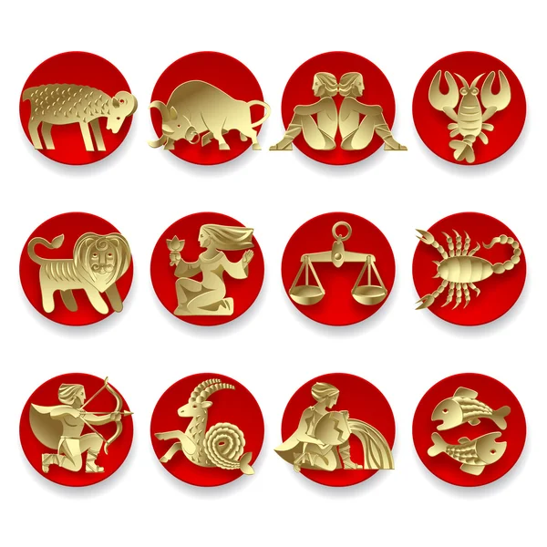 Gold zodiac signs — 图库矢量图片