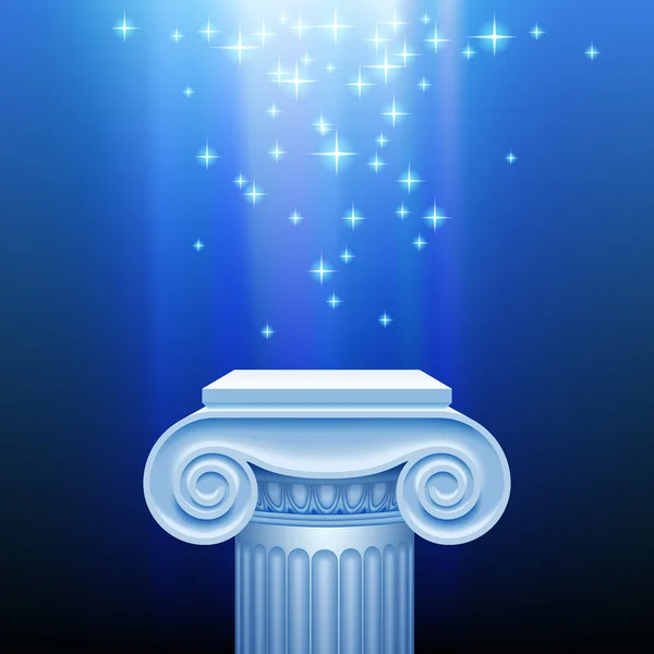 Antique capital in blue light — Stock Vector