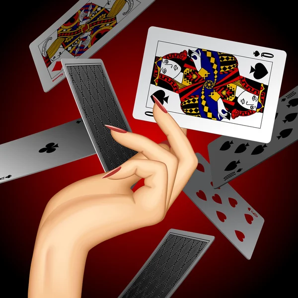 Hand with a playing card — Stock Vector