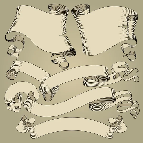 빈티지 리본 세트 — 스톡 벡터