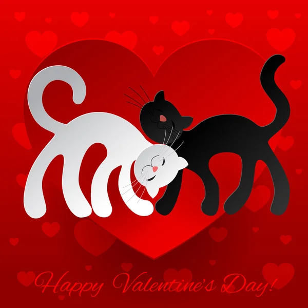 Valentine card wuth two enamored cats — Stock Vector