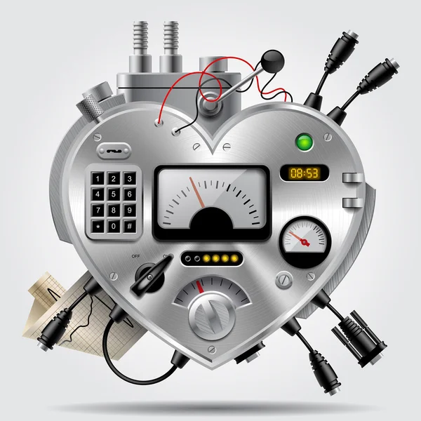 Sofisticado dispositivo electrónico en forma de corazón con el da — Archivo Imágenes Vectoriales