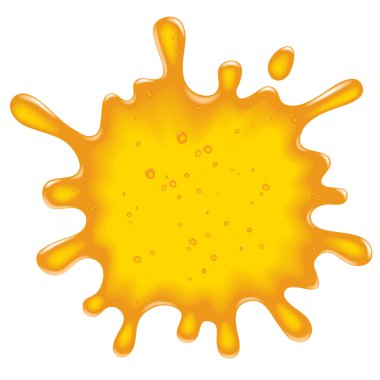 Yellow juice or honey blot on white background