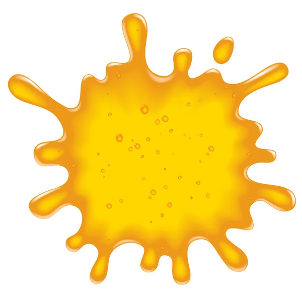 Yellow juice or honey blot on white background — Διανυσματικό Αρχείο