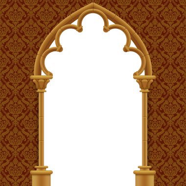 Klasik dekoratif arka plan ile taş gotik kapı