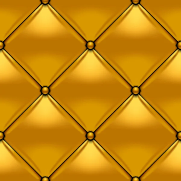 Ouro botão-tufted fundo de couro rômbico — Vetor de Stock