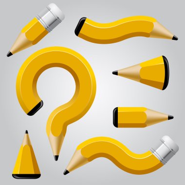 Distorted pencils set isolated on gray