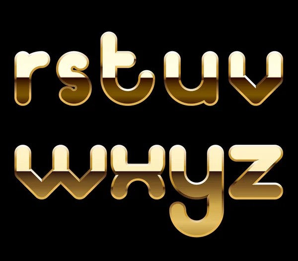 Alfabeto dourado letras pequenas isoladas em preto — Vetor de Stock