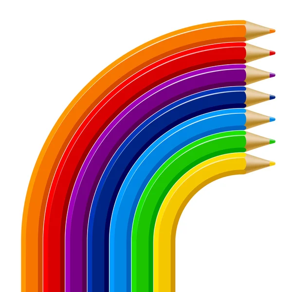 Lápices de color plantilla de arco iris aislado sobre fondo blanco — Vector de stock