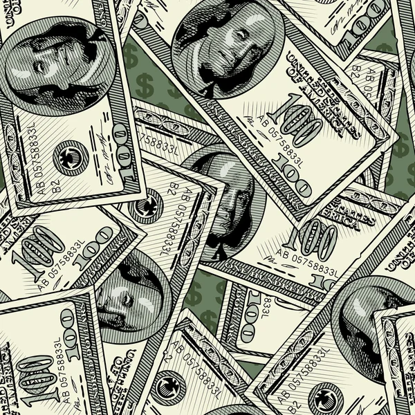 100-Dollar-Banknoten nahtlose Muster Hintergrund — Stockvektor