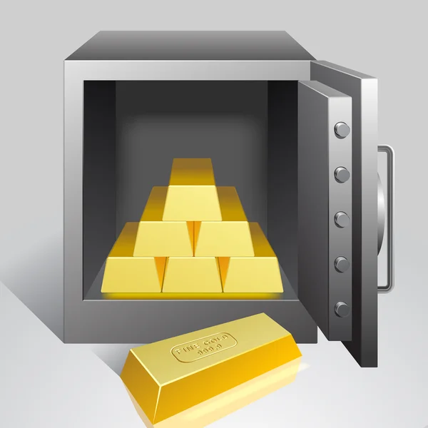 Χρηματοκιβώτιο με χρυσό — Διανυσματικό Αρχείο