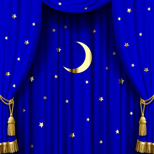 Blue curtain — Stock Vector