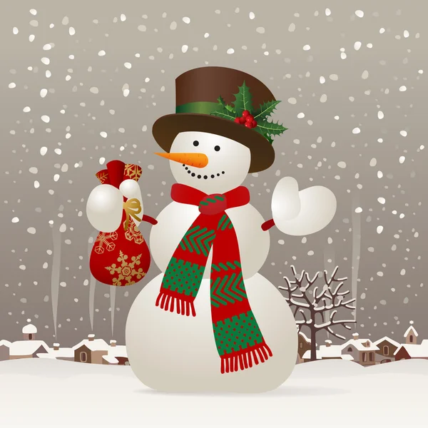 Christmas & New-Year's snowman — Stock Vector