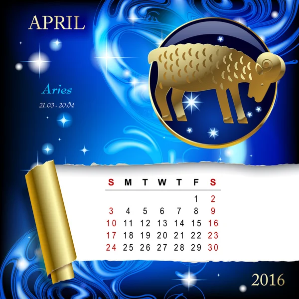 Zodiac kalendersida — Stock vektor