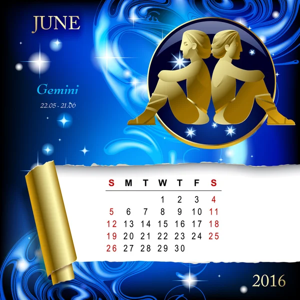 Zodiac kalendersida — Stock vektor