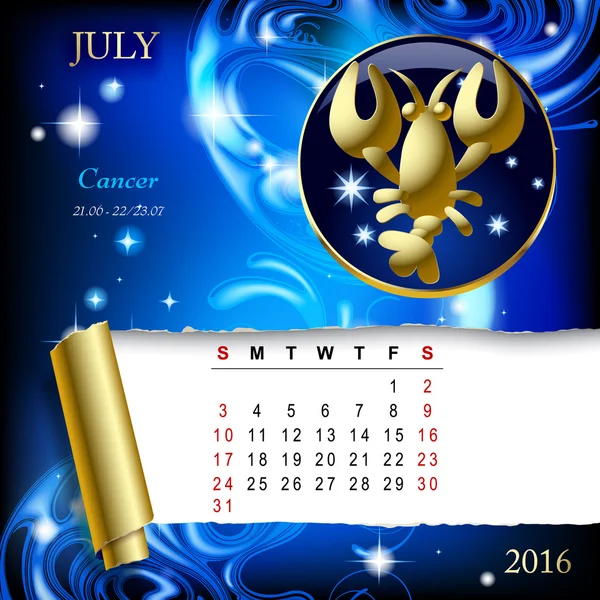 Página del calendario del zodíaco — Archivo Imágenes Vectoriales