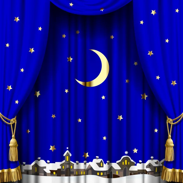 Christmas and New Year curtain — Stockvector