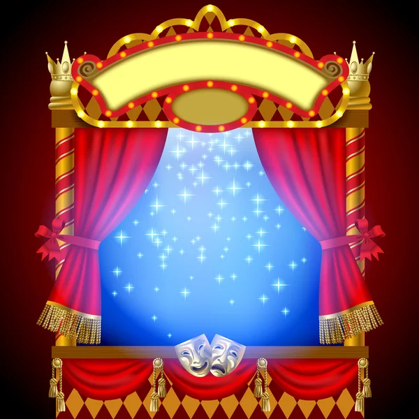 Puppet show booth — Stock Vector