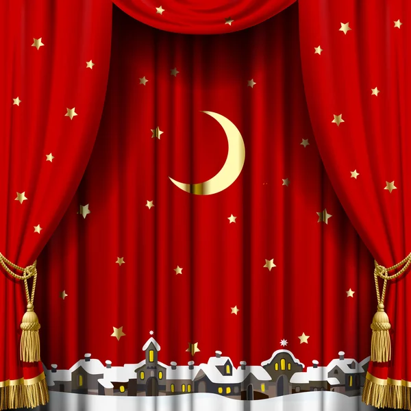 Christmas and New Year curtain — Stockvector