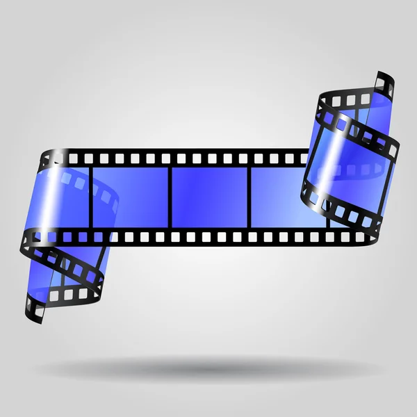 Arricciato striscia di film blu — Vettoriale Stock