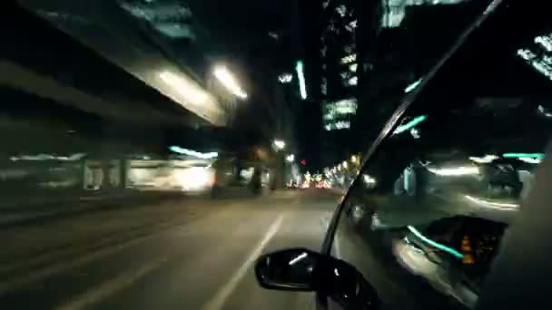 Frankfurt City Car Dirigir à noite — Vídeo de Stock