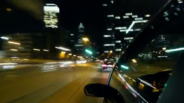 Frankfurt City Car Driving at Night — Stok Video