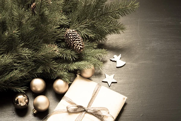 Kerstmis Achtergrond Met Doos Van Gift — Stockfoto